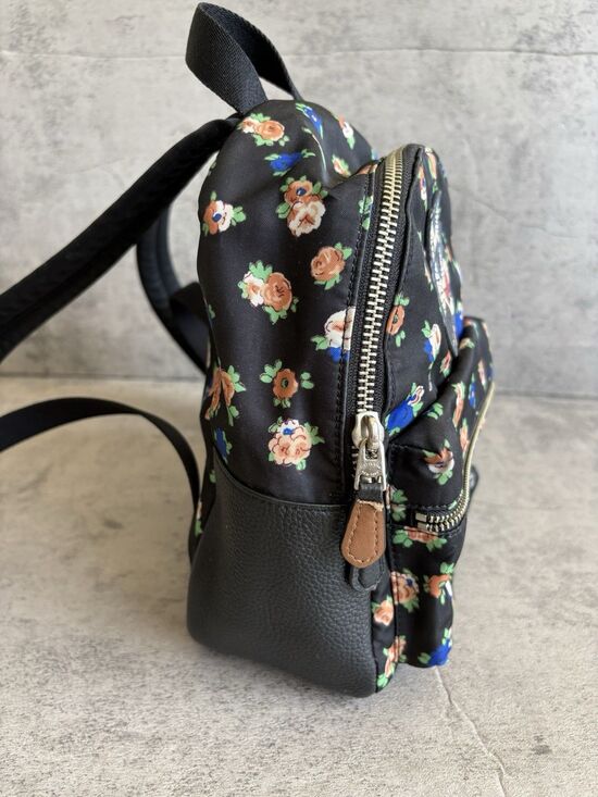 COACH Mini Charlie Nylon Mini Backpack Tea Rose Floral Print Bag F57636